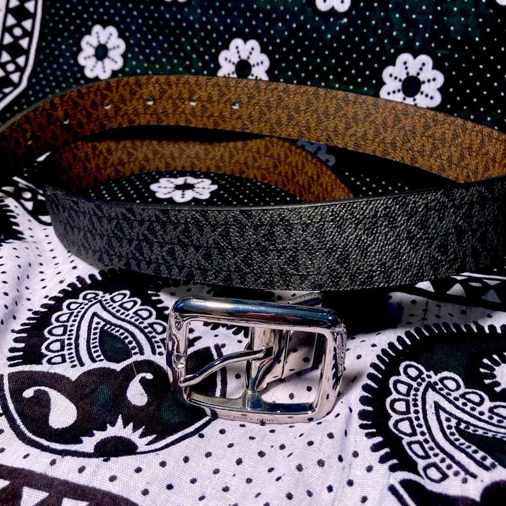 Brown and black Michael Kors leather reversible belt